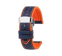 dayeer Bracelet en caoutchouc fluoré pour montre Blancpain Fifty Fathoms 5000 5015 5015D 5006 5008(A-Blue orange-steel,23mm)