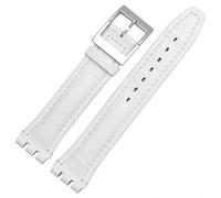 dayeer Bracelet en cuir pour montre Swatch Classic Design Business avec fermoir en acier inoxydable(White,19mm)
