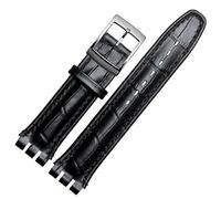 dayeer Bracelet en cuir pour montre Swatch Classic Design Business avec fermoir en acier inoxydable(Black,19mm)
