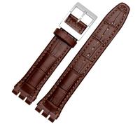 dayeer Bracelet en cuir pour montre Swatch Classic Design Business avec fermoir en acier inoxydable(Brown,19mm)