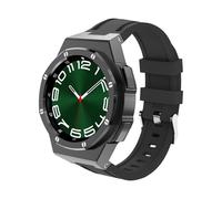 dayeer Kit de modification de boîtier de montre en métal de luxe pour Samsung Galaxy Watch 6 Classic 43 mm 47 mm, lunette en acier inoxydable, bracelet en silicone(Silicone-B-Black,47mm)