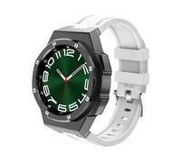 dayeer Kit de modification de boîtier de montre en métal de luxe pour Samsung Galaxy Watch 6 Classic 43 mm 47 mm, lunette en acier inoxydable, bracelet en silicone(Silicone-B-White,47mm)