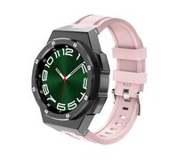 dayeer Kit de modification de boîtier de montre en métal de luxe pour Samsung Galaxy Watch 6 Classic 43 mm 47 mm, lunette en acier inoxydable, bracelet en silicone(Silicone-B-Pink,43mm)