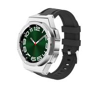 dayeer Kit de modification de boîtier de montre en métal de luxe pour Samsung Galaxy Watch 6 Classic 43 mm 47 mm, lunette en acier inoxydable, bracelet en silicone(Silicone-S-Black,43mm)