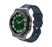 dayeer Kit de modification de boîtier de montre en métal de luxe pour Samsung Galaxy Watch 6 Classic 43 mm 47 mm, lunette en acier inoxydable, bracelet en silicone(Silicone-B-Navy,43mm)