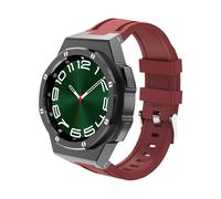 dayeer Kit de modification de boîtier de montre en métal de luxe pour Samsung Galaxy Watch 6 Classic 43 mm 47 mm, lunette en acier inoxydable, bracelet en silicone(Silicone-B-Red,43mm)