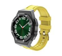 dayeer Kit de modification de boîtier de montre en métal de luxe pour Samsung Galaxy Watch 6 Classic 43 mm 47 mm, lunette en acier inoxydable, bracelet en silicone(Silicone-B-Yellow,47mm)