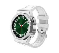 dayeer Kit de modification de boîtier de montre en métal de luxe pour Samsung Galaxy Watch 6 Classic 43 mm 47 mm, lunette en acier inoxydable, bracelet en silicone(Silicone-S-White,43mm)