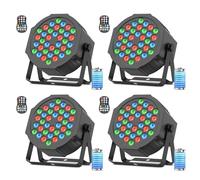 DayFlicker 36 LED Projecteur à LED sur Batterie, 4PCS Rechargeable Timed RGB LED Party Stage Light avec Batterie 5000mAh Télécommande 7CH Master-Slave Auto pour DJ Club Festival Stage Outdoor Lighting