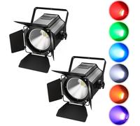 DayFlicker Lot de 2 200 W RGBWA + UV projecteurs LED Par COB avec porte de grange, 3500~7500 K lumière de scène DMX/audio/maître-esclave lumière DJ pour fête, mariage, église, théâtre