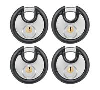 DAYGOS Lot de 4 cadenas d'extérieur pour unité de rangement avec même clé, cadenas à disque étanche en acier inoxydable avec pare-chocs en caoutchouc pour abri de jardin, portail, clôture, cadenas à