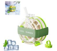 Dayinkes Bouteille à glaçons avec paille, moule à presser 2 en 1, bac de congélation, bouteille d'eau anti-fuite, moule à glace à libération rapide, sans contact, design grille de glace