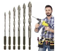 Dayinkes Forets excentriques à quatre dents de scie à quatre tranchants, foret excentrique à quatre tranches, foret excentrique à haute résistance, foret hélicoïdal à quatre flûtes Sawtooth Eccentric