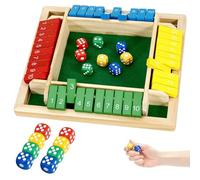 DAYIsjz Shut The Box - Jeu de Société en Bois 4 Couleurs avec 8 Dés pour 4 Joueurs - Ferme la Boîte - Divertissant pour Adultes et Enfants en Vacances
