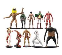 DAYIYUE Lot de 10 figurines Eren Yeager Levi Attack/Colossal/Blindé/Femelle/Jaw/Beast/War Hammer Titan 10 cm Figurines Anime Titan Figurines en PVC pour décoration de bureau et cadeau