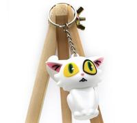 DAYIYUE Porte-clés chat noir et blanc Daijin Iwado Suzume 4,5 x 5,3/6,2 x 2,9 cm no Tojimari minimaliste léger PVC porte-clés accessoires de décoration anneaux petits, blanc, taille unique