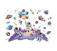 Dayker Autocollants muraux sur le thème de l'espace, autocollants muraux colorés représentant des fusées et des astronautes, autocollants muraux décoratifs représentant les planètes et l'univers