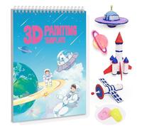 Dayker Livre de dessin d'impression spatiale 3D - 40 motifs réutilisables avec planche en PVC, pochoirs graffiti à spirale pour débutants et artistes, cadeau de bricolage pour Noël et anniversaire