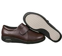DAYKET Chaussures Diabétiques pour Hommes Arthrite œdème Fermeture Réglable Chaussures Extra Larges pour Pieds Enflés Chaussures en Cuir Hommes Décontracté,Brown-EU40/250mm
