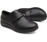 DAYKET Chaussures Diabétiques pour Hommes Arthrite œdème Fermeture Réglable Chaussures Extra Larges pour Pieds Enflés Chaussures en Cuir Hommes Décontracté,Black-EU47/285mm