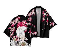 DAYKET Ensemble Haut de Kimono et Pantalon de Style Japonais pour Hommes, Robes Chinoises, Pyjama, Costume à Sept Manches, Cardigan + Pantalon,top-4XL