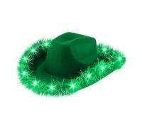 DAYLIGHE Chapeau clignotant LED pour fête, boîte de nuit, bordure en fourrure, couvre-chef, costume de scène, chapeau de cowboy tendance pour adulte