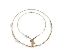 DAYLIGHE Collier contemporain multi-brins en alliage robuste pour rehausser les tenues décontractées à formelles - Collier fait à la main avec pierres précieuses irrégulières