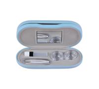DAYLIGHE Contacts Lenes Boîte à lentilles en polyuréthane avec étui de contact multifonction miroir pour femme et fille, bleu clair