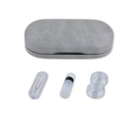 DAYLIGHE Contacts Lenes Boîte à lentilles en polyuréthane avec étui de contact multifonction miroir pour femme et fille, gris