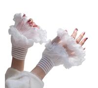 DAYLIGHE Fashion Sweet Arm Cover Gants courts sans doigts superposés pour photographie Danse Accessoires Volants Floral Dentelle Poignet, blanc, taille unique