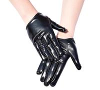 DAYLIGHE Gants courts pour femme style punk avec couleur brillante pour vêtements de rue et de soirée à thème, événement, boîte de nuit, Noir , taille unique