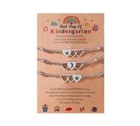 DAYLIGHE Lot de 3 bracelets robustes en acier inoxydable en forme de cœur avec soleil et étoile pour une connexion unique parents/enfants