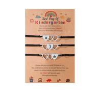DAYLIGHE Lot de 3 bracelets robustes en acier inoxydable en forme de cœur avec soleil et étoile pour une connexion unique parents/enfants
