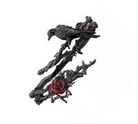 DAYLIGHE Punk Inspired Adjustable Rose and Crow Wristband Polished Metal Gothic Jewelry for Stylish Outfits Adjustable Rose Bangle