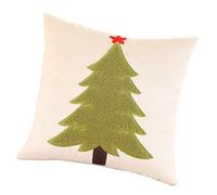 DAYLIGHE Taie d'oreiller en peluche avec motif sapin de Noël brodé en flanelle hollandaise pour canapé, lit, décoration, festival, taie d'oreiller de Noël brodée