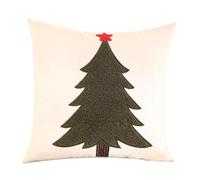 DAYLIGHE Taie d'oreiller en peluche avec motif sapin de Noël brodé en flanelle hollandaise pour canapé, lit, décoration, festival, taie d'oreiller de Noël brodée