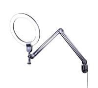 Daylight Aura on Arm Lampe annulaire - 4500 Lux à 30 cm, 90+ CRI, 6000 K LED, Bras Extensible de 145 cm, variateur continu, Montage Mural/Table, tête pivotante - Noir