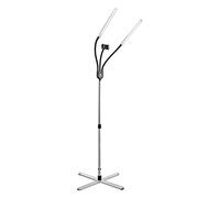 Lampadaire LED Daylight Gemini - Idéal pour les voyages, 2 cous réglables, 4 niveaux de luminosité et un support universel pour téléphone portable avec port USB