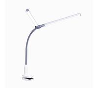 daylight Lampe à pince DuoPro™ - IRC élevé 95+, conception à tête, LED lumière du jour (6 000 K, 2 100 lux), abat-jour antireflet, 4 niveaux de luminosité, bras flexible, pince robuste (gris/blanc)