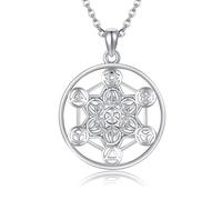 DAYLINLOVE Metatron Collier en argent sterling 925 avec pendentif cube métatron - Bijoux géométriques pour femmes et hommes - Cadeaux de Noël, Sterling Silber, Argent sterling, Pas de gemme
