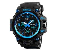 Dayllon Montre-Bracelet pour Hommes Analogique Numérique LED 50 M Étanche pour Les Sports De Plein Air Militaire Multifonctionnel Casual Double Affichage 12 h / 24 h Chronomètre Calendrier