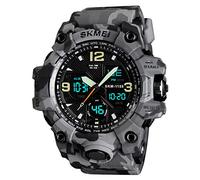 Dayllon Montre-Bracelet pour Hommes Analogique Numérique LED 50 M Étanche pour Les Sports De Plein Air Militaire Multifonctionnel Casual Double Affichage 12 h / 24 h Chronomètre Calendrier