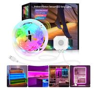 Daymeet - Bandes lumineuses LED RGB de 3 m avec détecteur de mouvement sous le lit, allumage automatique avec minuterie et contrôle par application, lampe de nuit pour placard