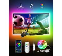 Daymeet Lumière LED pour TV Rétroéclairage LED 5 m USB pour TV 55 à 85 pouces TV derrière l'éclairage, lumières LED RGBIC avec télécommande, synchronisation de la musique, contrôle par app Bluetooth