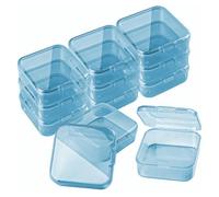 DAYnagh 12Pcs Boîtes de Rangement avec Couvercle - Petite Boîte de Rangement Carré en Plastique Transparent - Petite Boîtes en Plastique pour Pilules, Perles, Bijoux, Artisanat 5,5x5,5x2cm (Bleu)