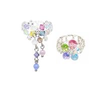 DAYnagh Lot de 2 bagues élégantes en forme de fleurs en cristal - Réglable - Décoration personnalisée