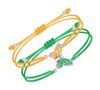 DAYnagh Lot de 2 bracelets d'amitié avec pendentif papillon réglable en corde tressée pour filles et amis, taille unique, Comme décrit
