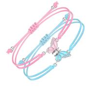 DAYnagh Lot de 2 bracelets d'amitié avec pendentif papillon réglable en corde tressée pour filles et amis, taille unique, Comme décrit