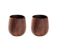 DAYnagh Lot de 2 tasses artistiques en bois à base plate produites pour plus de stabilité et de plaisir des boissons polyvalentes pour améliorer la décoration des maisons d'inspiration japonaise