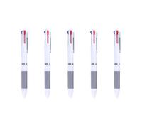 DAYnagh Lot de 5 stylos à bille rétractables, multicolore, 3 couleurs en 1, Rouge, Bleu, Noir, 0,7mm, stylo de bureau (Blanc, 5Pcs)